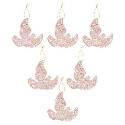 Christmas Tree Decoration Hanging Glitter Dove 6 20X11. Champagne - image 1