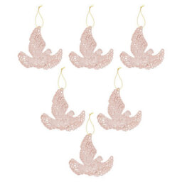 Christmas Tree Decoration Hanging Glitter Dove 6 20X11. Champagne - thumbnail 1