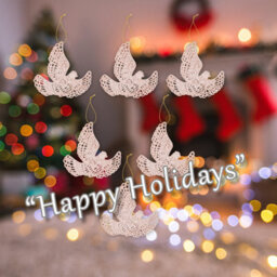 Christmas Tree Decoration Hanging Glitter Dove 6 20X11. Champagne - thumbnail 4