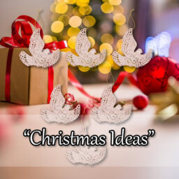 Christmas Tree Decoration Hanging Glitter Dove 6 20X11. Champagne - thumbnail 5