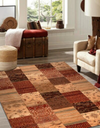 RugsX Wool Carpet Kashqai 4327 101 Patchwork Terracotta   160X240 Cm