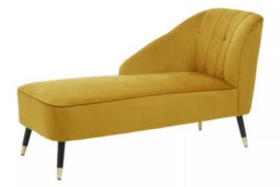 Orsina Mustard Velvet Chaise Lounge, Chaise Lounge Sofa For Home, Right Arm Chaise Sofa - thumbnail 2