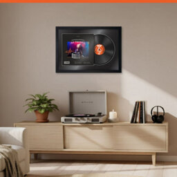 "AK Frames 25X17"" Black Modern Vinyl Record Frame With Black Mount For 12 Inch Lp Cover & Disc - Overlapped Design" - thumbnail 8
