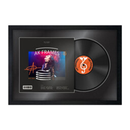 "AK Frames 25X17"" Black Modern Vinyl Record Frame With Black Mount For 12 Inch Lp Cover & Disc - Overlapped Design" - thumbnail 1