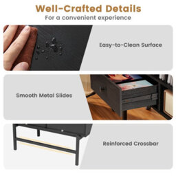 Costway Record Player Stand Modern Vinyl Storage Cabinet W/ Album Holders-Black - thumbnail 9