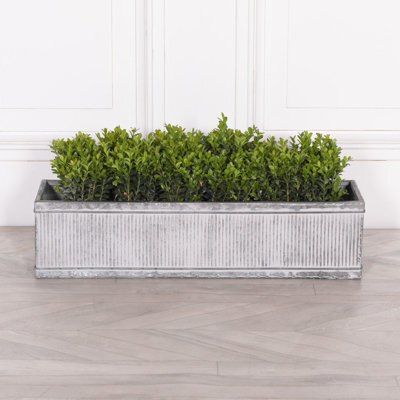 Willow Vintage Rustic Style Galvanised Metal Tin Ribbed Planter Large - image 1