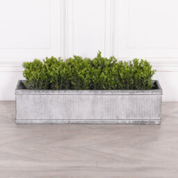 Willow Vintage Rustic Style Galvanised Metal Tin Ribbed Planter Large - thumbnail 1