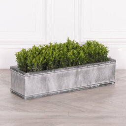 Willow Vintage Rustic Style Galvanised Metal Tin Ribbed Planter Large - thumbnail 2