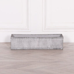Willow Vintage Rustic Style Galvanised Metal Tin Ribbed Planter Large - thumbnail 3
