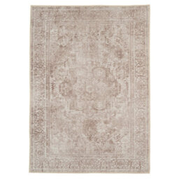 Loomed Beige Machine Washable Soft Neutral Area Rug With Bordered Design - 380 X 280Cm
