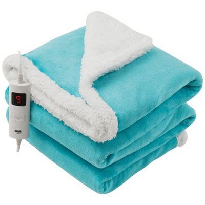 Glamhaus Heated Throw Electric Fleece Over Blanket Sofa Bed Large 160 X 130Cm Scuba Blue - image 1