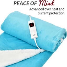 Glamhaus Heated Throw Electric Fleece Over Blanket Sofa Bed Large 160 X 130Cm Scuba Blue - thumbnail 4