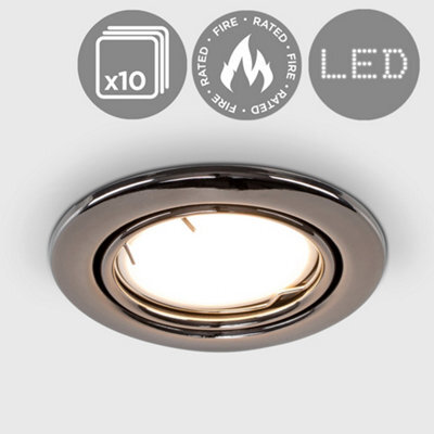 Valuelights Downlight Tiltable Fire Rated Black Chrome Ceiling Light Fitting 10 Pack