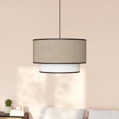GoodHome Kinglet White, Natural & Black Round Lamp Shade (D)38Cm - image 1