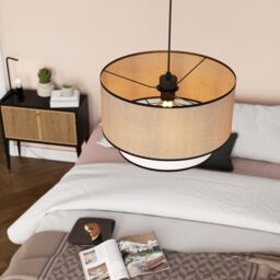 GoodHome Kinglet White, Natural & Black Round Lamp Shade (D)38Cm - thumbnail 8