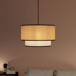 GoodHome Kinglet White, Natural & Black Round Lamp Shade (D)38Cm - thumbnail 9