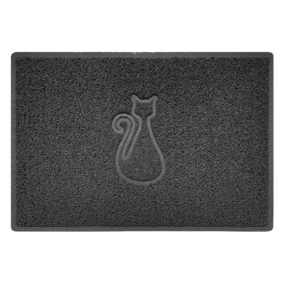 Nicoman Dark Grey Cat Embossed Spaghetti Coil Door Mat Dirt-Trapper Washable Barrier Doormat 90Cm X 60Cm - image 1