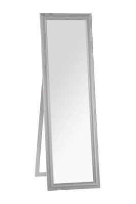 Orsina Stable Design Grey Floor Standing Mirror, Bevelled Edges Bathroom Mirror, Full Length Large Tall Mirror