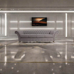 Chesterfield 4 Seater Sofa Settee Pimlico Mist Grey Fabric In Balmoral Style - thumbnail 3