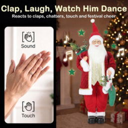Homcom 4Ft Christmas Singing Dancing Santa Claus With Stocking, Sack - thumbnail 5