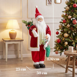 Homcom 4Ft Christmas Singing Dancing Santa Claus With Stocking, Sack - thumbnail 3