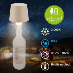 Briloner Beige Bottle Light Usb Rechargeable Table Lamp Dimmable Touch Cordless Outdoor - thumbnail 6