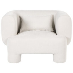 Beliani Soft Curved 3-Seater Sofa Set In White Fabric - Modular, Easy-Care, Plush Seating - thumbnail 9