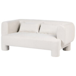 Beliani Soft Curved 3-Seater Sofa Set In White Fabric - Modular, Easy-Care, Plush Seating - thumbnail 4