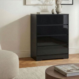 Wyld And Coco Scandinest Black Five-Drawer Sideboard, Mdf Storage Unit In Scandinavian Style For Modern Living - thumbnail 2
