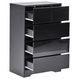 Wyld And Coco Scandinest Black Five-Drawer Sideboard, Mdf Storage Unit In Scandinavian Style For Modern Living - thumbnail 5