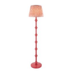Luminosa Lighting Luminosa Carnaby Satin Pink Clay Paint Floor Lamp With Coral Pink Fabric Ripple Shade 35Cm B22