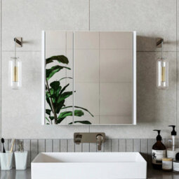 Roomart Atlantic Mirrored Bathroom Cabinet Wall Mounted White Finish 60Cm With Double Doors - thumbnail 2