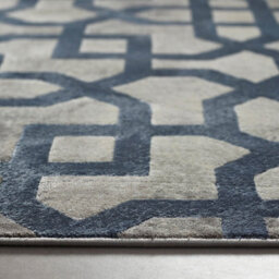 Blue Grey Geometric Rug, Easy To Clean Rug, Stain-Resistant Rug For Bedroom, Living Room, & Dining Room-120Cm X 170Cm - thumbnail 3