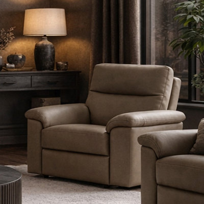 Aspire Marlowe Real Leather Power Recliner Armchair With Usb Charging, Taupe - image 1