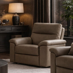 Aspire Marlowe Real Leather Power Recliner Armchair With Usb Charging, Taupe - thumbnail 1