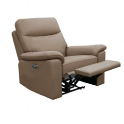 Aspire Marlowe Real Leather Power Recliner Armchair With Usb Charging, Taupe - thumbnail 2