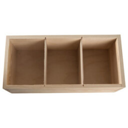Woodeedoo Wooden Rectangular Storage Box With 3 Compartments Open Top Desk Tidy Crayon Pen Pot Office Organiser 30X14X9.5Cm - thumbnail 6