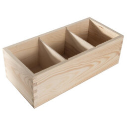 Woodeedoo Wooden Rectangular Storage Box With 3 Compartments Open Top Desk Tidy Crayon Pen Pot Office Organiser 30X14X9.5Cm - thumbnail 7