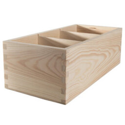 Woodeedoo Wooden Rectangular Storage Box With 3 Compartments Open Top Desk Tidy Crayon Pen Pot Office Organiser 30X14X9.5Cm - thumbnail 4