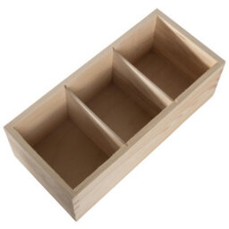 Woodeedoo Wooden Rectangular Storage Box With 3 Compartments Open Top Desk Tidy Crayon Pen Pot Office Organiser 30X14X9.5Cm - thumbnail 5