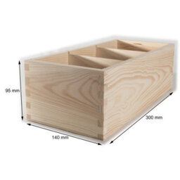 Woodeedoo Wooden Rectangular Storage Box With 3 Compartments Open Top Desk Tidy Crayon Pen Pot Office Organiser 30X14X9.5Cm - thumbnail 8