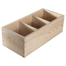 Woodeedoo Wooden Rectangular Storage Box With 3 Compartments Open Top Desk Tidy Crayon Pen Pot Office Organiser 30X14X9.5Cm - thumbnail 9