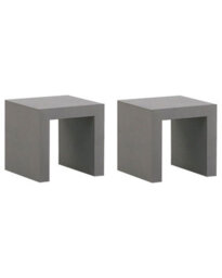 Wyld And Coco Set Of 2 Grey Concrete-Look Garden Stools, Fibre Cement With Steel Reinforcement, 40 X 40 X 40 Cm - thumbnail 3