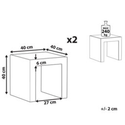 Wyld And Coco Set Of 2 Grey Concrete-Look Garden Stools, Fibre Cement With Steel Reinforcement, 40 X 40 X 40 Cm - thumbnail 4