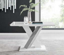 Furniturebox Uk Monza 4 White/grey Dining Table & 4 White Milan Black Leg Chairs - thumbnail 5