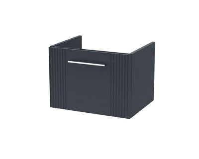 Hudson Reed Deco Wall Hung 1-Drawer Unit, Stylish Vanity Unit In Bathroom For Contemporary Interiors, Satin Soft Black - image 1