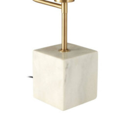 Orsina White Marble Table Lamp With Satin Gold Metal Shade, Square Base Lamp, Light Fixture For Luxe Interiors - thumbnail 9