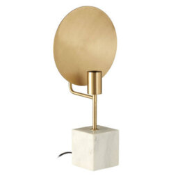 Orsina White Marble Table Lamp With Satin Gold Metal Shade, Square Base Lamp, Light Fixture For Luxe Interiors - thumbnail 2