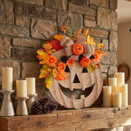 Amorly Light Up Burlap Pumpkin Wreath, Warm Led Autumn Floral Wreath, Front Door & Covered Porch Decor For Halloween, Thanksgiving - thumbnail 9