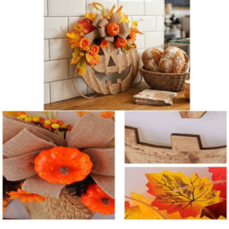 Amorly Light Up Burlap Pumpkin Wreath, Warm Led Autumn Floral Wreath, Front Door & Covered Porch Decor For Halloween, Thanksgiving - thumbnail 7